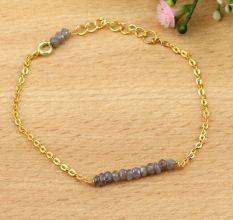 Labradorite Beaded bracelet dainty minimalist bracelet, Brass 22k gold plated bracelet, Handmade jewelry